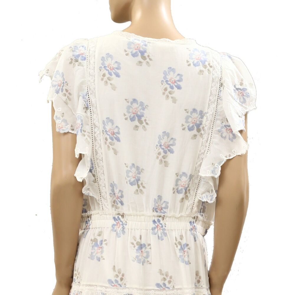 LoveShackFancy Valina Fulter Sleeve Maxi Dress Floral Printed White XL 287131 - Picture 6 of 7